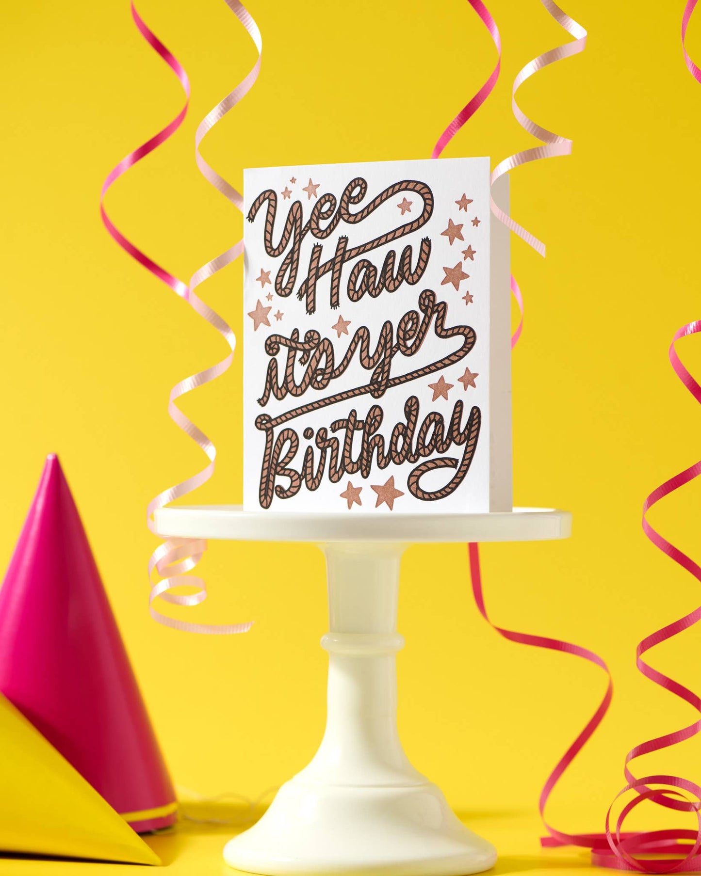 Letterpress Birthday  Card—Yee Haw (Lasso, Western)