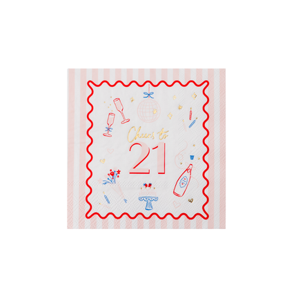 Cheers to 21 Icon Cocktail Napkins, 3-Ply (Set of 20)