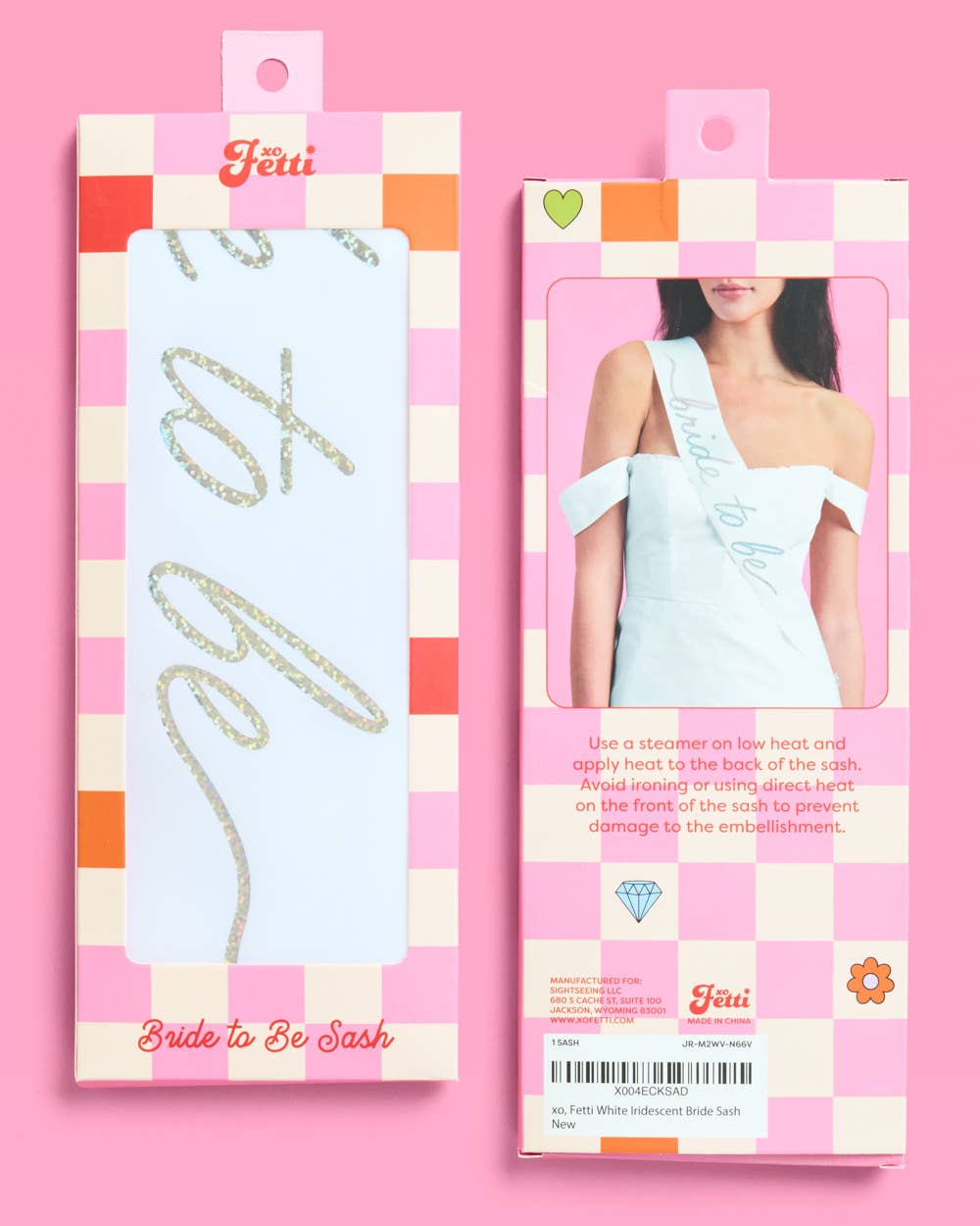 White Iridescent Bride Sash | white, iridescent, bride to be