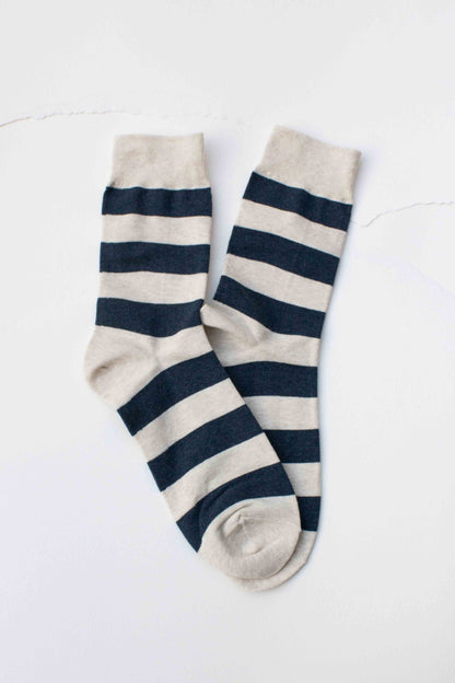 Men’s Classic Stripe Socks: Beige/Thin