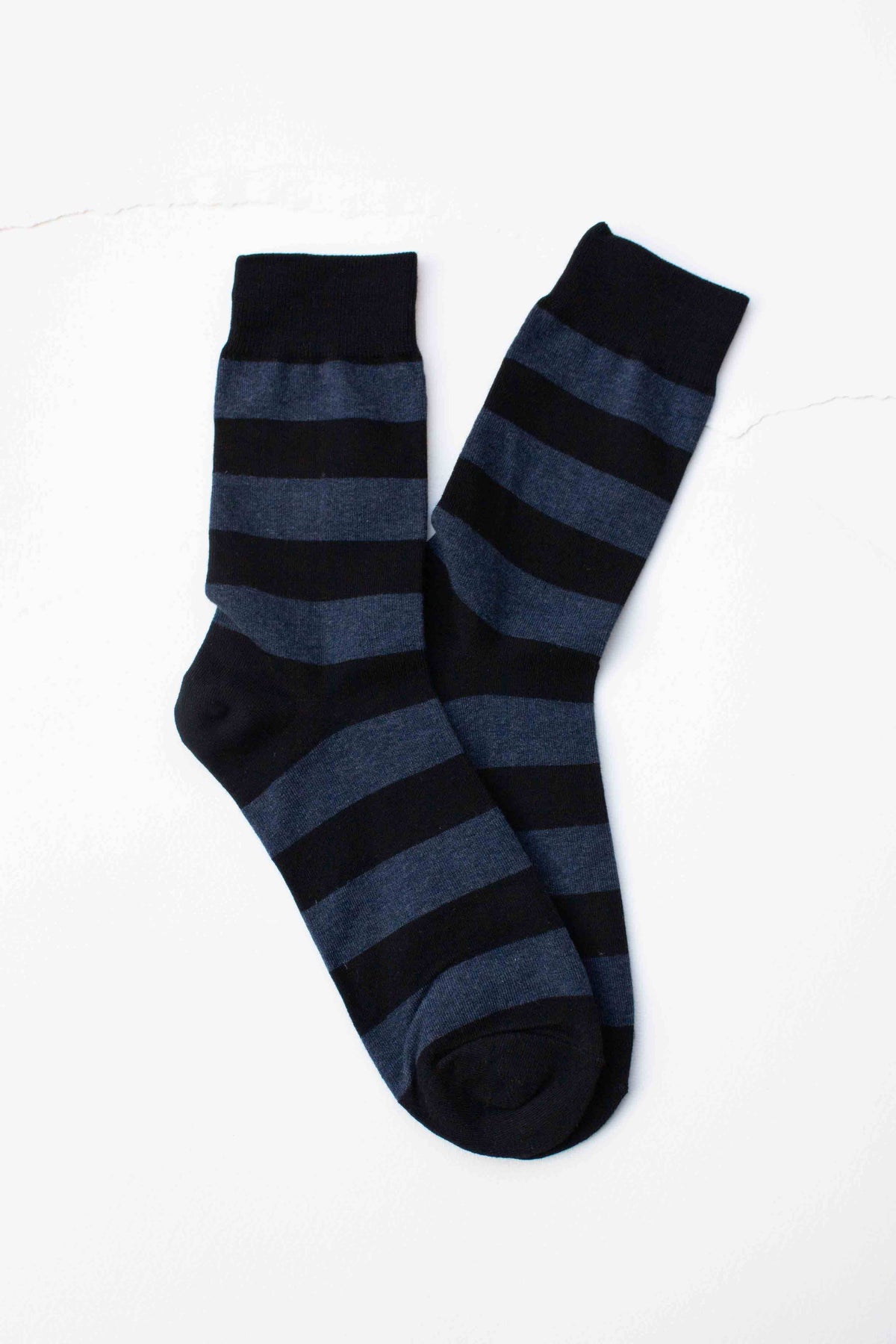 Men’s Classic Stripe Socks: Black/Thick