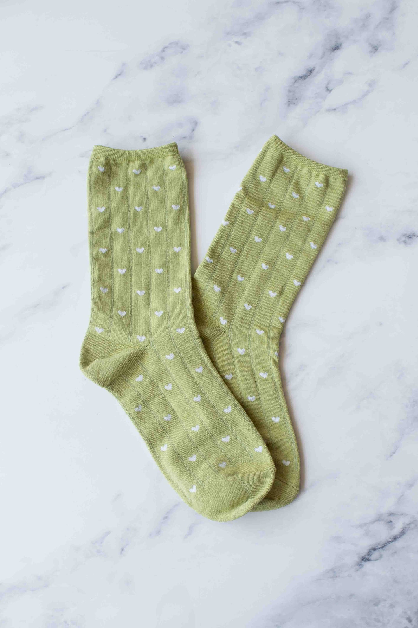 Women's Heart Crew Socks: Sage