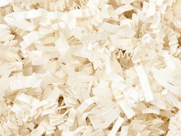 Crinkle Cut Paper Shred Small Packs: 1 Pack / 8 oz Bag / White & Iridescent