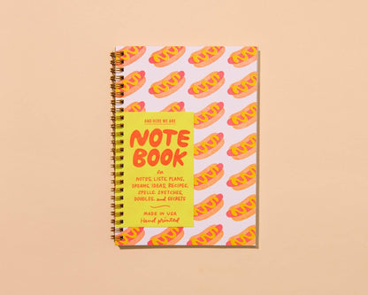 Letterpress A5 Spiral Notebook—Hot Dogs (Modern, Summer)