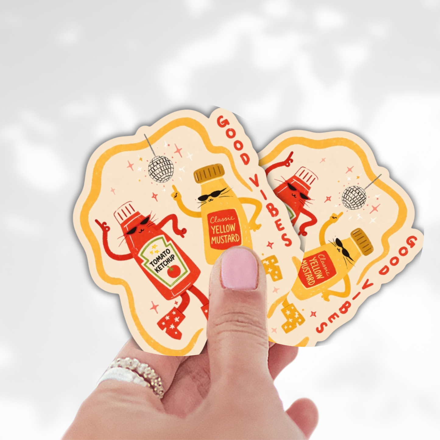 Good Vibes Ketchup & Mustard Sticker – Cute Food Sticker