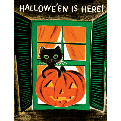 Cat in a Window - Halloween Greeting Card