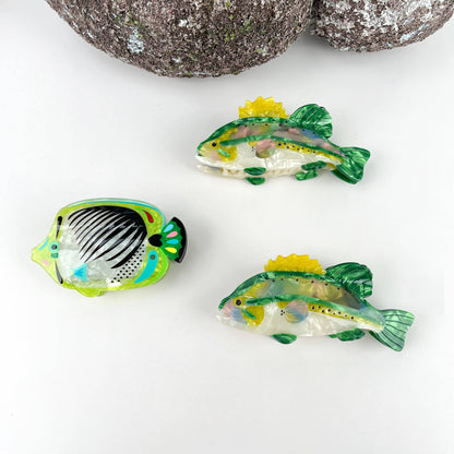 Angelfish Hair claw clip, Largemouth Bass Hair clip: A
