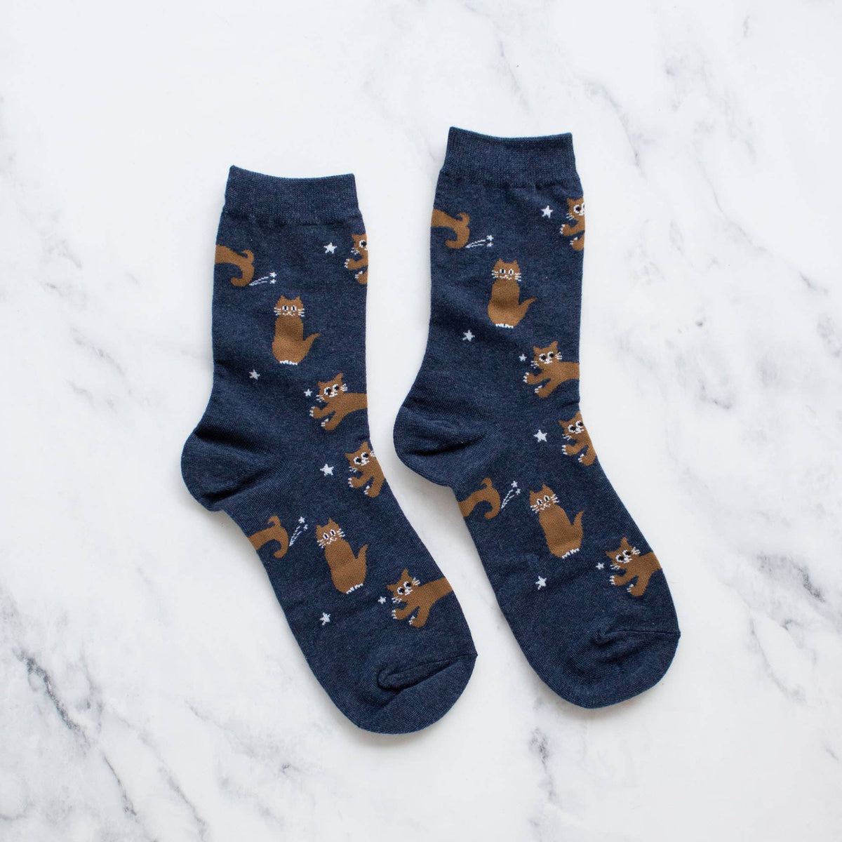 Cat Meow Casual Socks: Rust