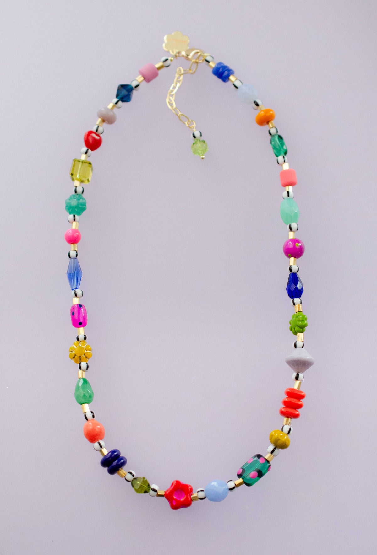Colorful Beaded Flower Necklace