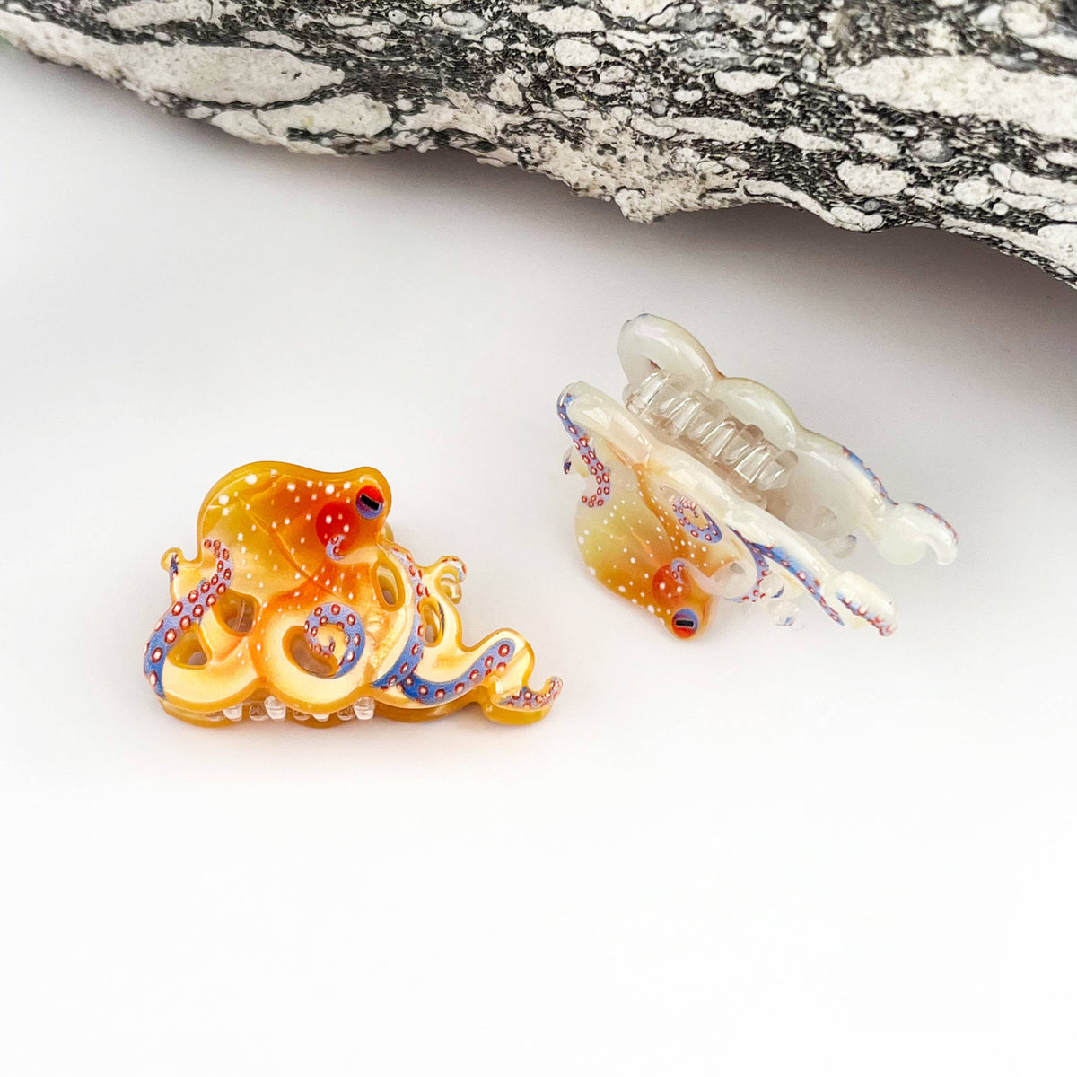 Creative Octopus Ocean Animal Hair Claw Clip: White-L
