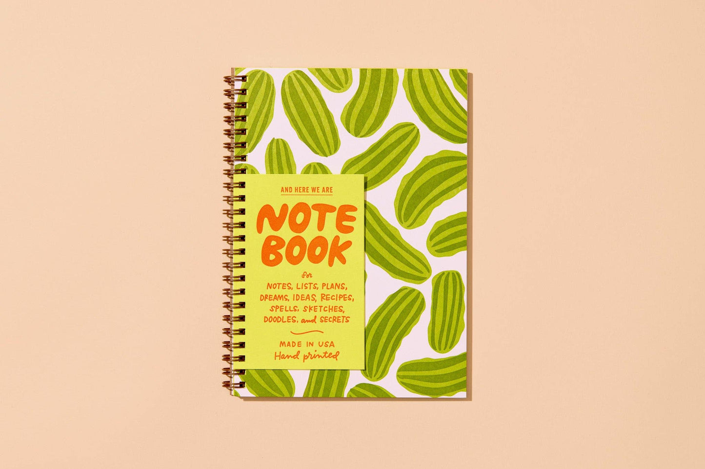 Letterpress A5 Spiral Notebook—Pickles (Trendy, Summer)