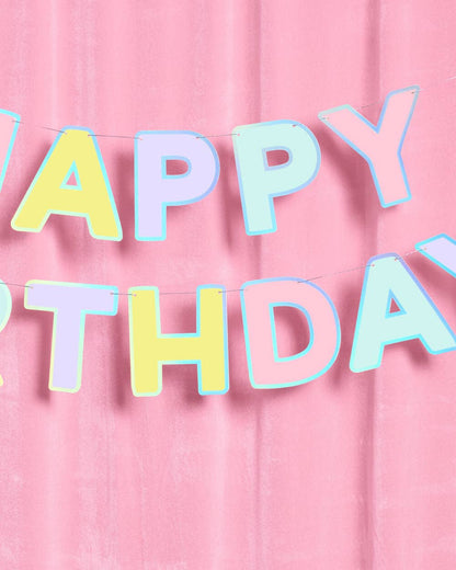 Happy Birthday Banner | pastel, iridescent, party