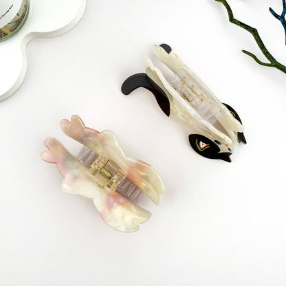 Lazy Cat Exquisite Acetate Animal Hair Claw Clip: Black