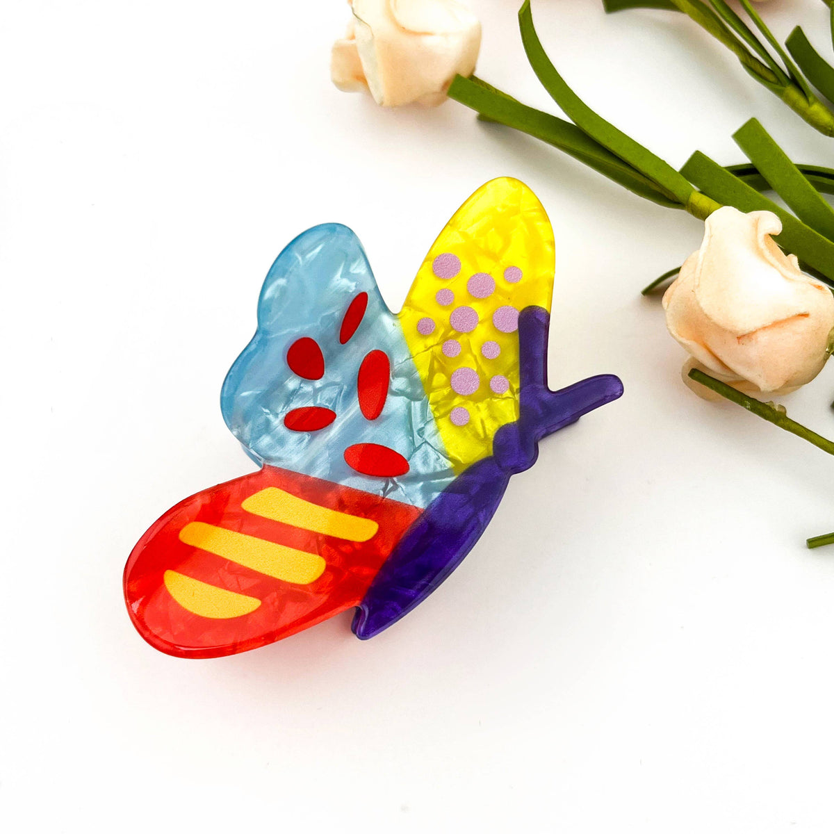 Colorful Patchwork Butterfly Hair Claw Clip Summer Bright: B