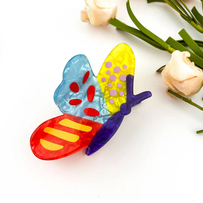 Colorful Patchwork Butterfly Hair Claw Clip Summer Bright: B