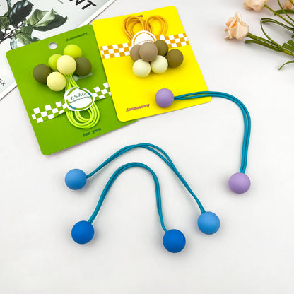 3PC Ombre Candy Ball Hair Ties Set Elastic Ponytail: Orange