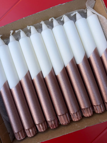 Christmas Candles, White / Copper