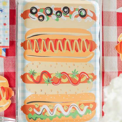 Patriotic Hot Dog Platter Shaped Plates