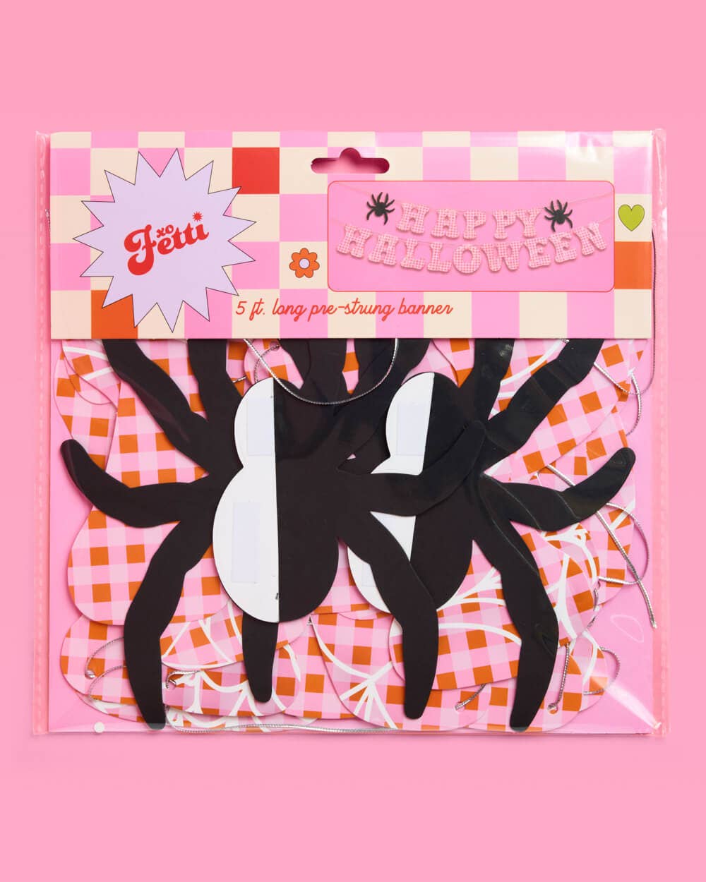 Pink Halloween Banner | spooky party decor, gingham