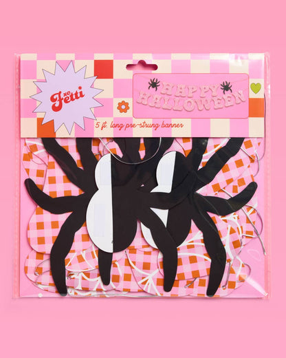 Pink Halloween Banner | spooky party decor, gingham