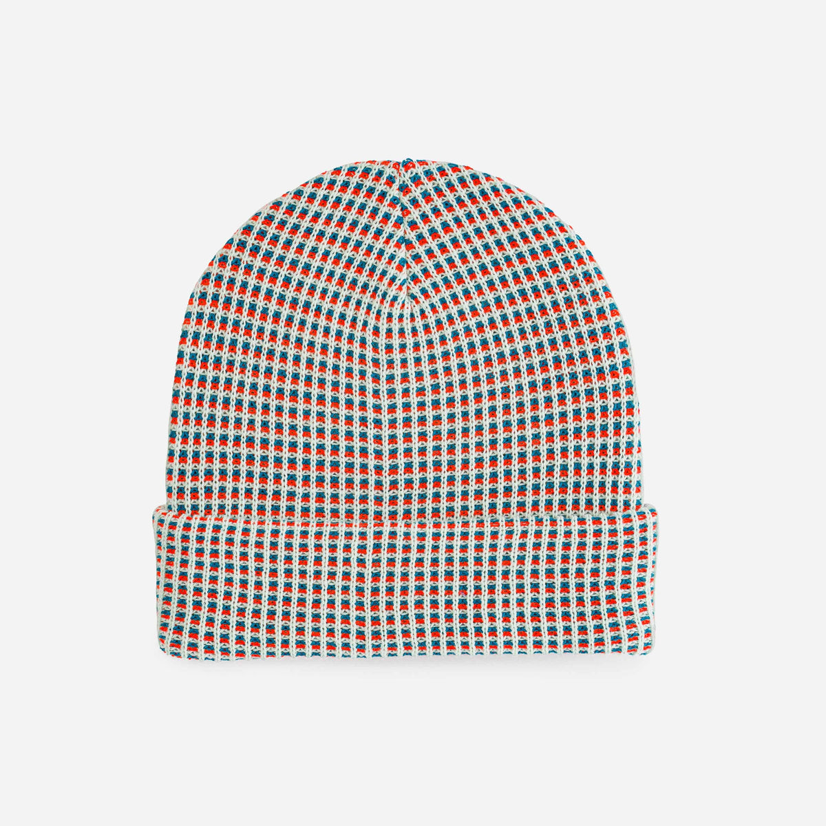 Simple Grid Knit Beanie: Stone Blue