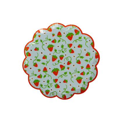 Strawberry Print Picnic Scalloped Small Plates