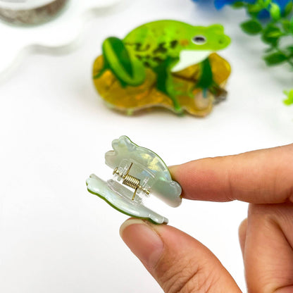 Cartoon Green Frog Print Hair Claw, Nature Animal Claw Clip: Frog-Large