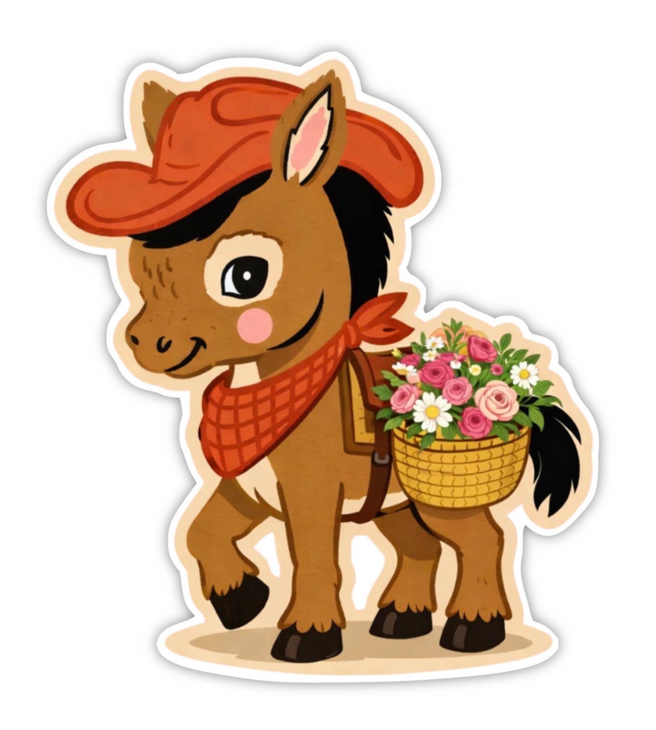 Cute Cowboy Donkey Sticker – Floral Western