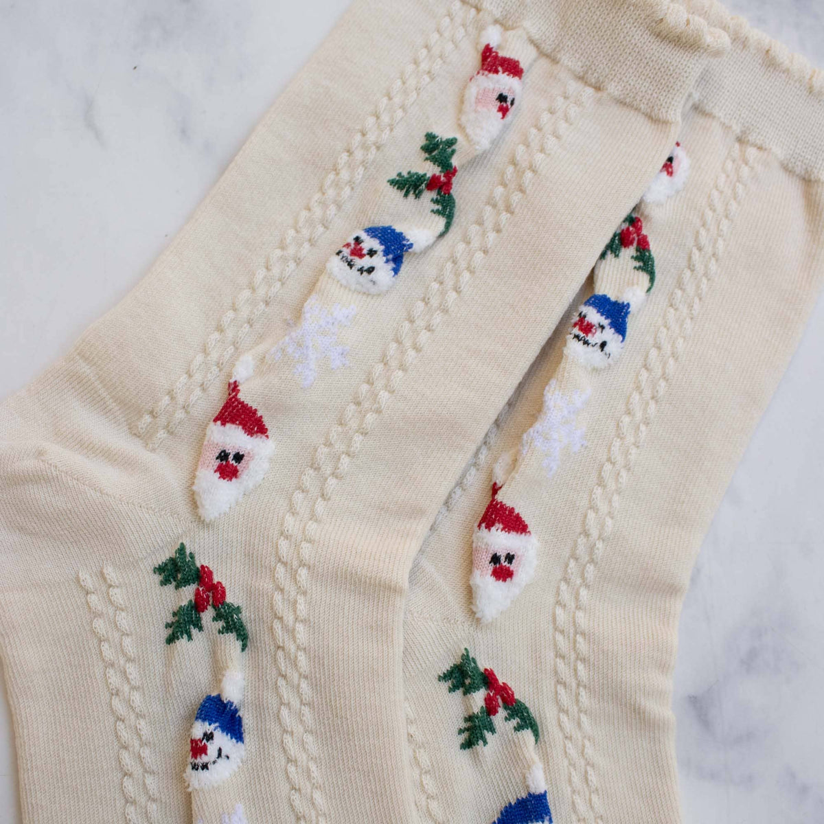 Women's Happy Holidays Everyday Socks: Cream