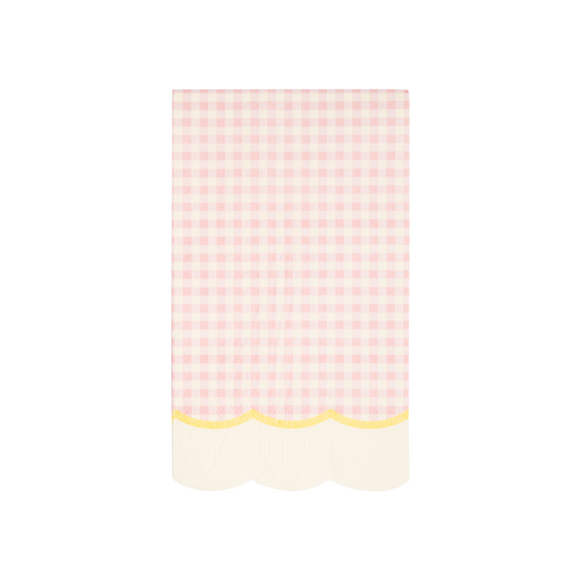 Gingham Scallop Fringe Paper Dinner Napkin Set