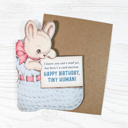 Happy Birthday, Tiny Human! - Funny Greeting Card for Baby