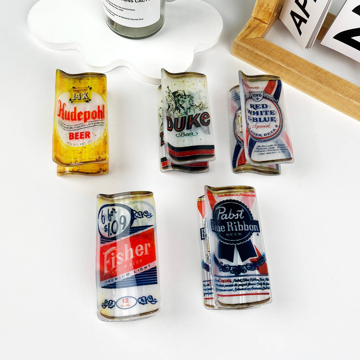Beer can claw clip: PBR
