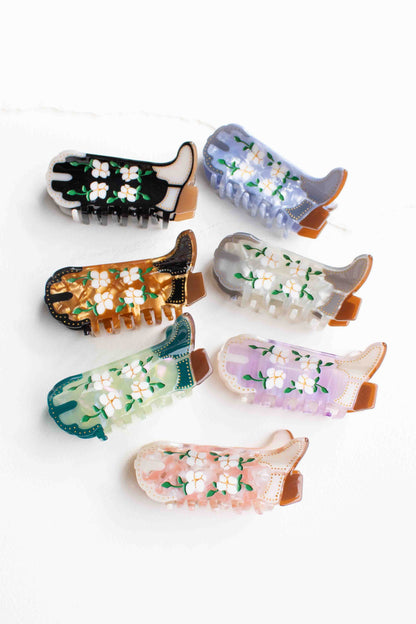 Floral Western Boot Design Featuring Magnolia Blossoms: Camel