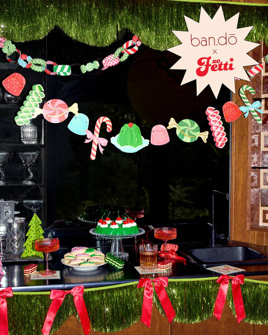 Xo, Fetti x ban.do Candy Banner | holiday garland, christmas