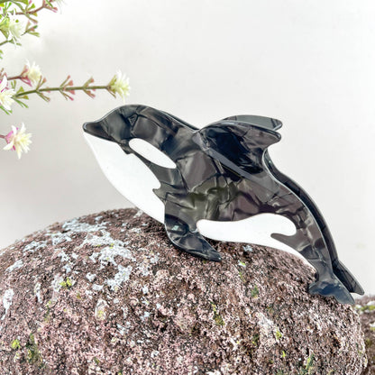 Tiger Shark and Whale Acetate Hair Claw Clip: Whales-blue
