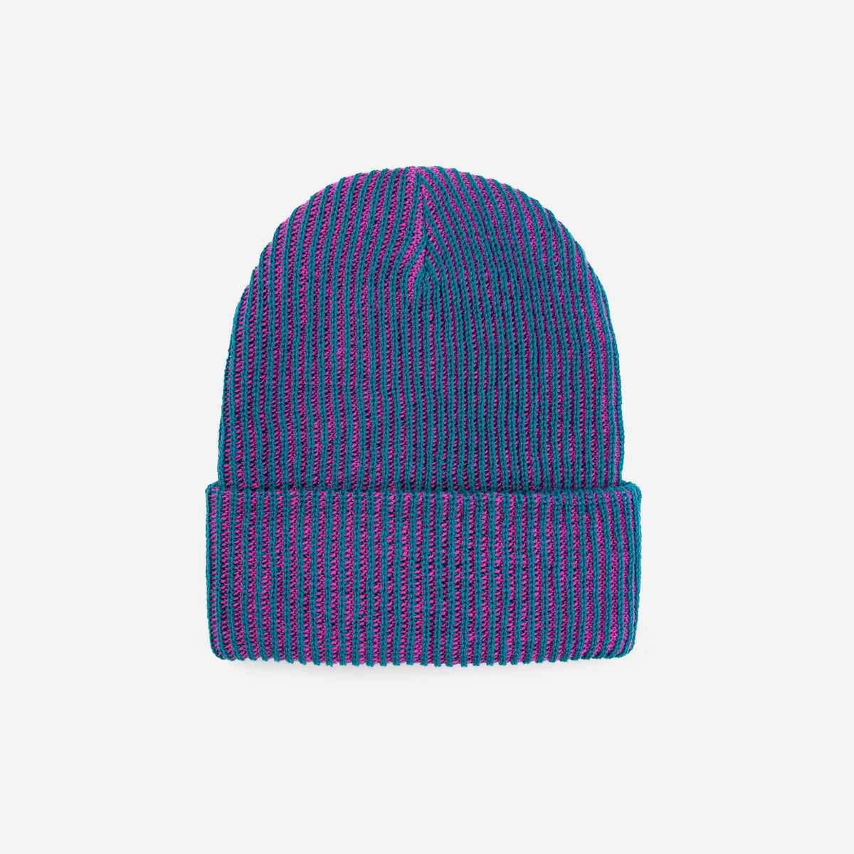 Simple Rib Knit Beanie: Black White