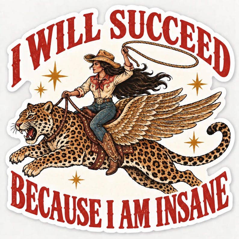 I Will Succeed Because I am Insane Sticker - matte vinyl: 3 inches