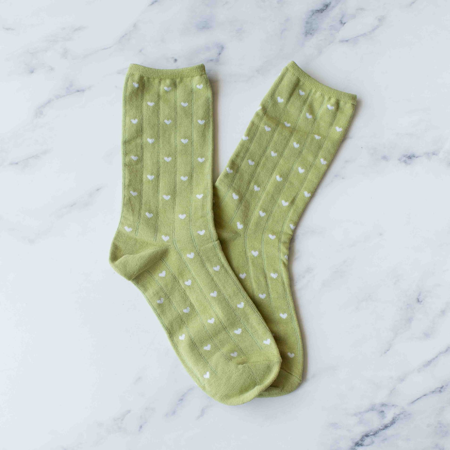 Women's Heart Crew Socks: Sage
