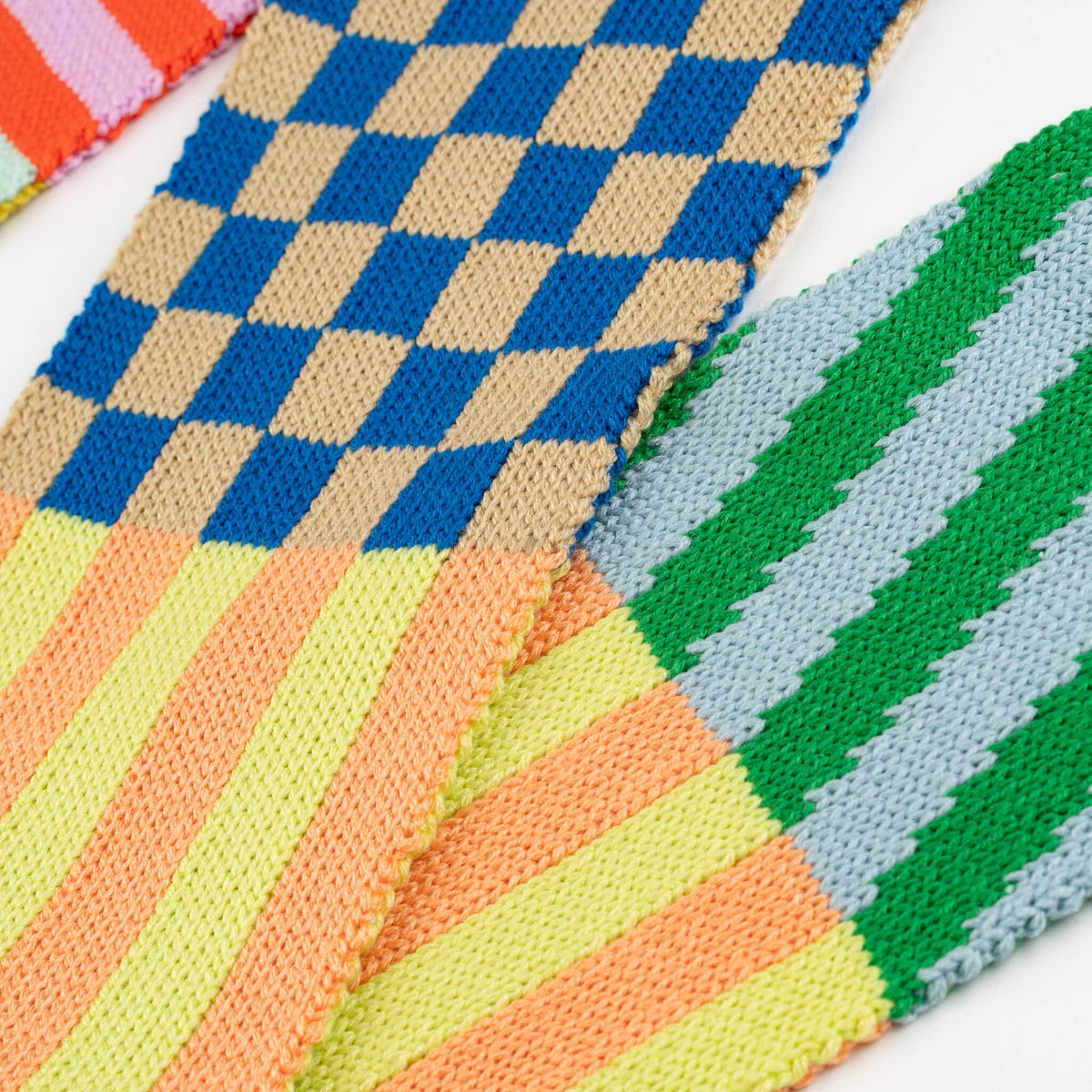 Pattern Patch Skinny Knit Scarf: Candy