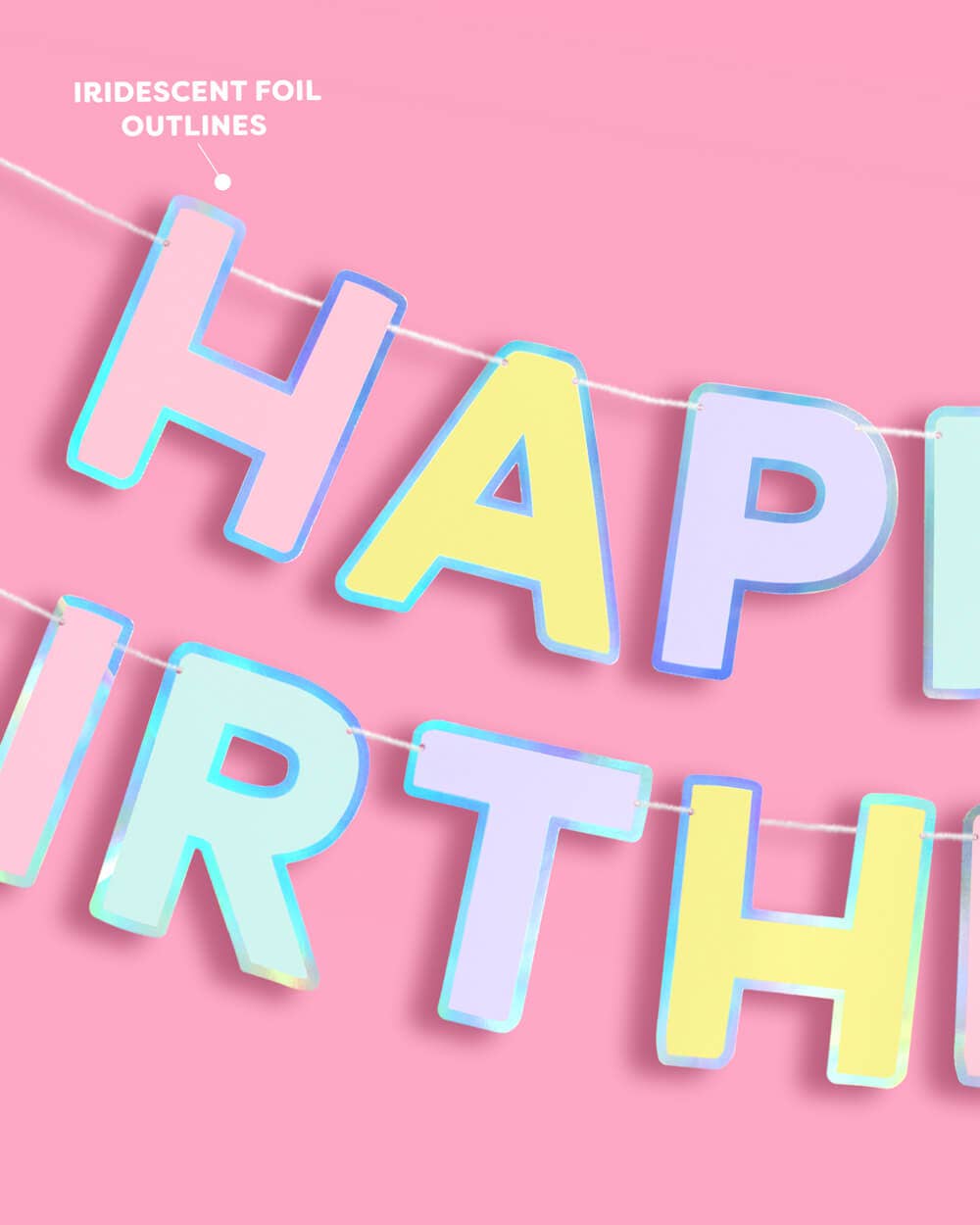 Happy Birthday Banner | pastel, iridescent, party