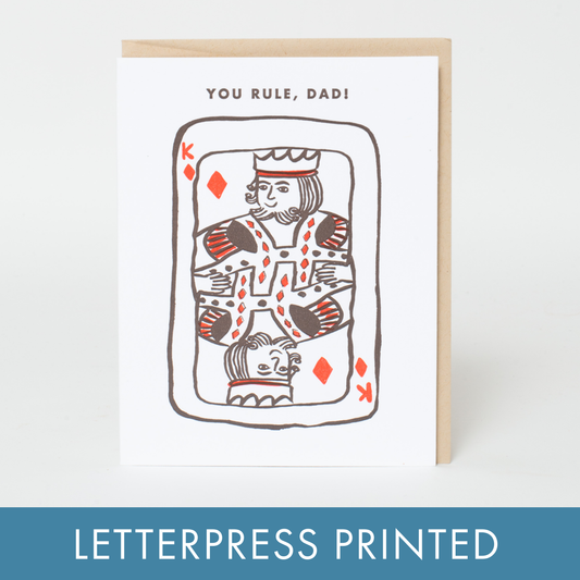 You Rule Dad Punny Letterpress Greeting Card by Egg Press: Plastic sleeve