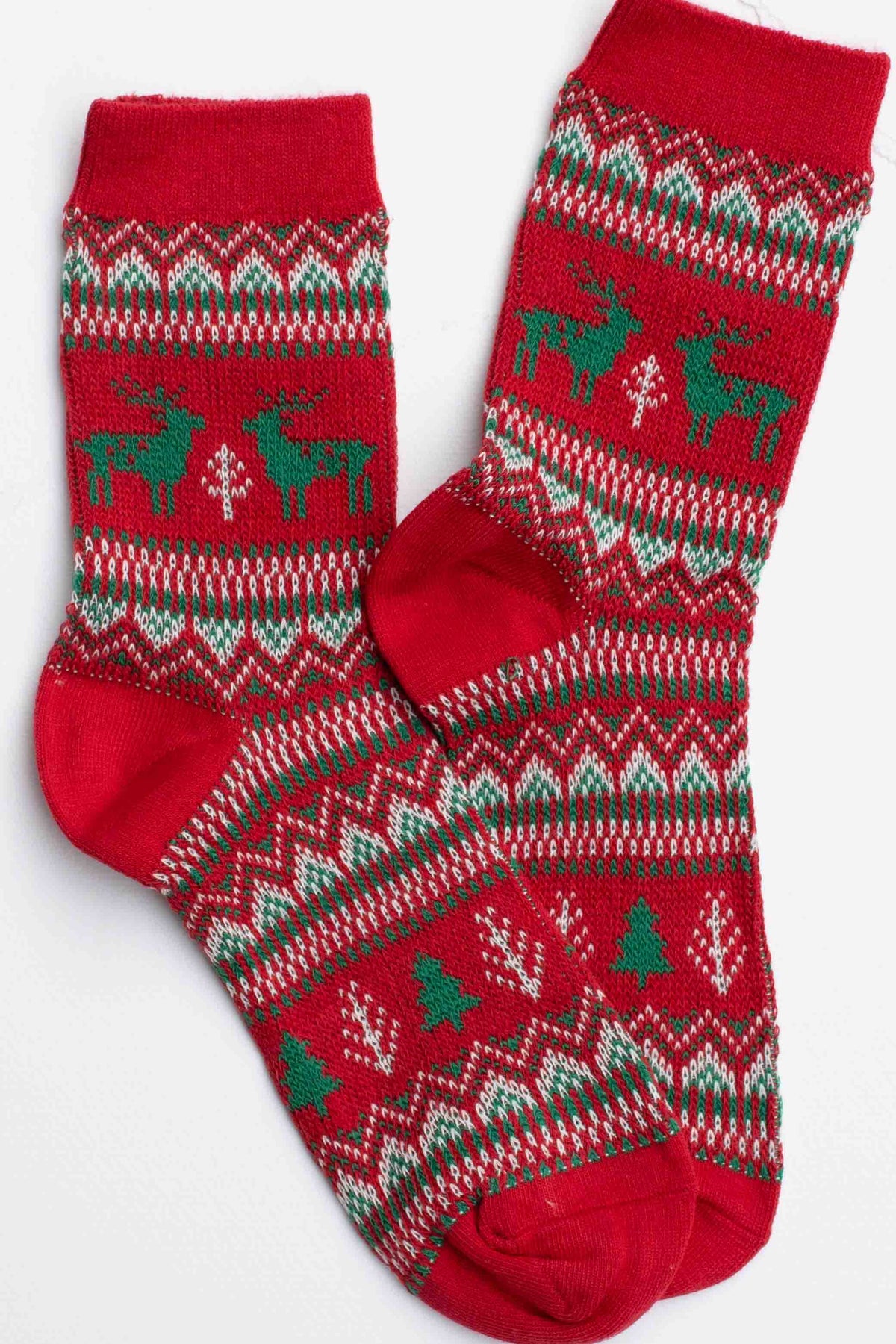 Holiday Deer Casual Socks: Beige
