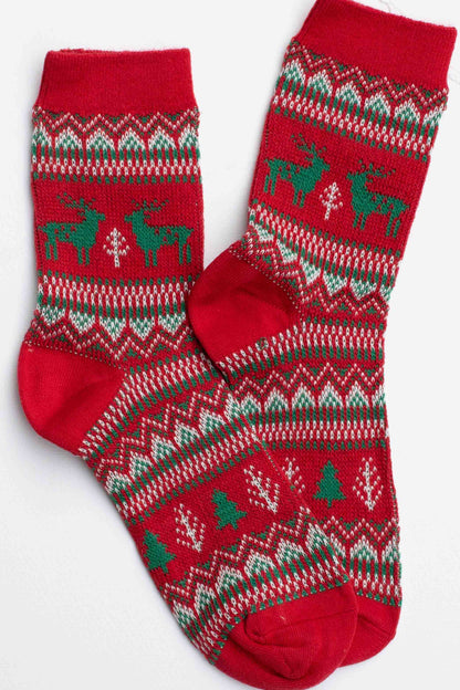 Holiday Deer Casual Socks: Beige