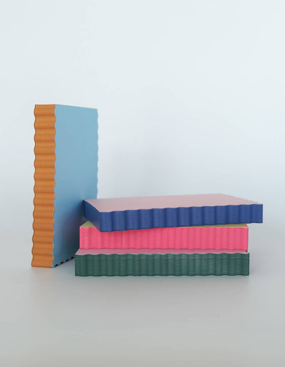 Mini Wave Shaped Notepad | Pink + Evergreen Edge
