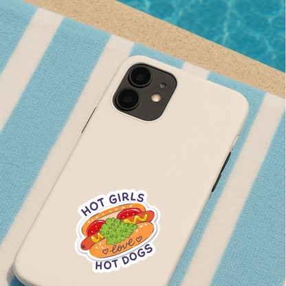 Hot Girls Love Hot Dogs Sticker | Funny Foodie Sticker