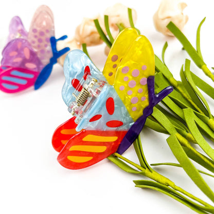 Colorful Patchwork Butterfly Hair Claw Clip Summer Bright: B