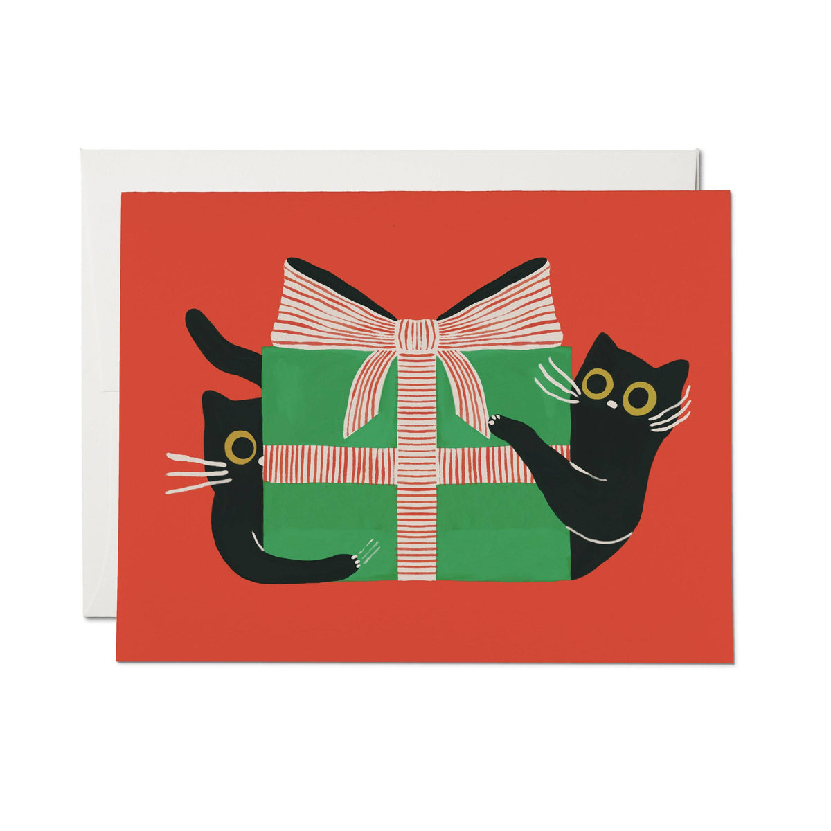 Holiday Black Cat greeting card: Single