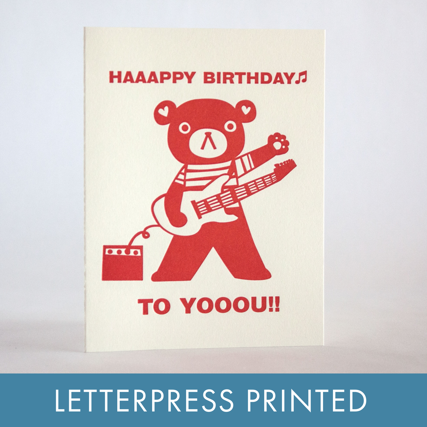 Rockin' Birthday Letterpress Greeting Card by Fugu Fugu: Plastic sleeve