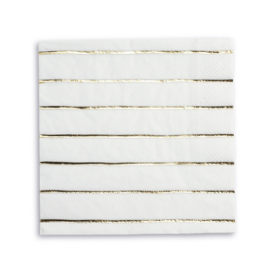 Frenchie Metallic Striped Large Napkins (16pk) - Gold