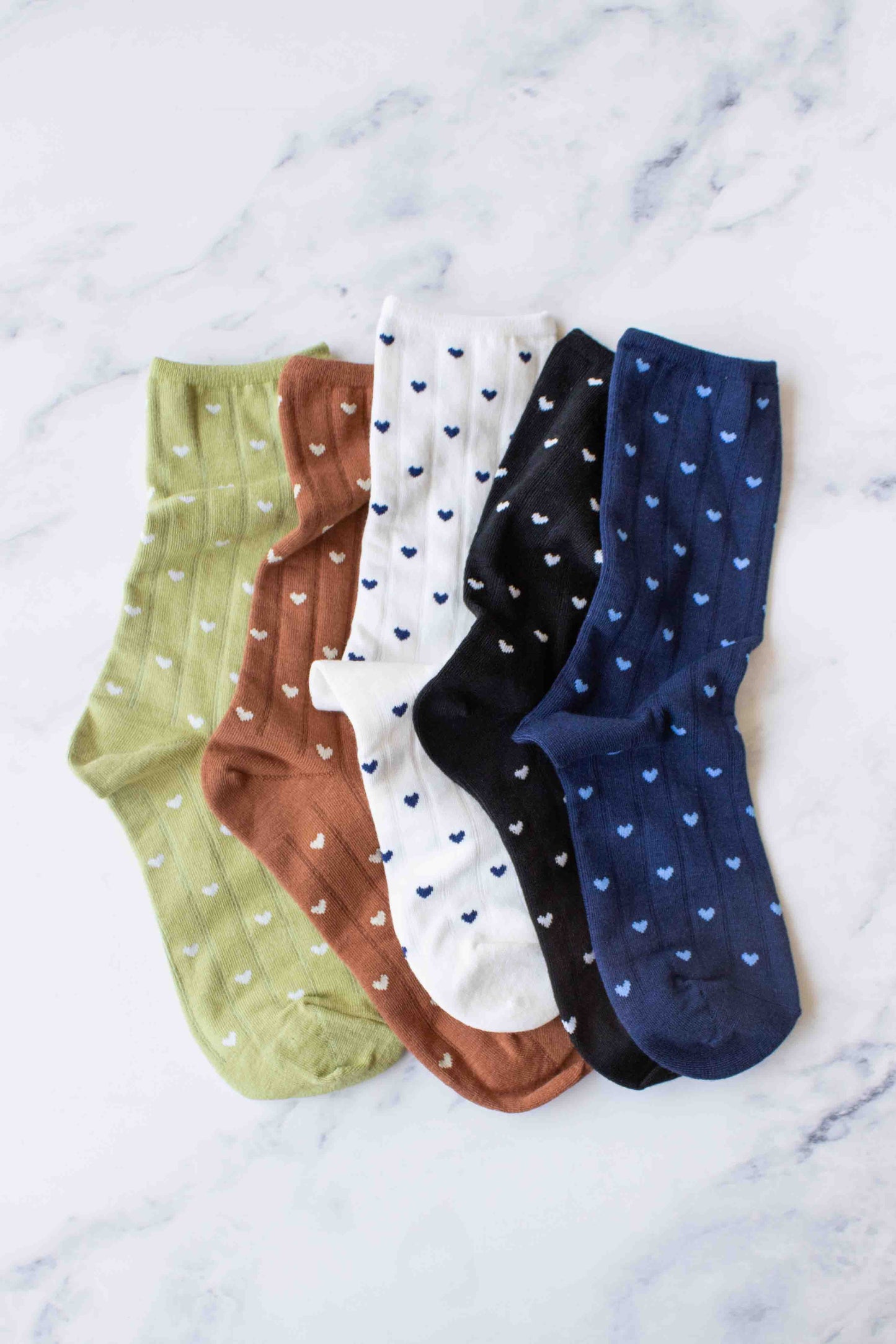 Women's Heart Crew Socks: Sage